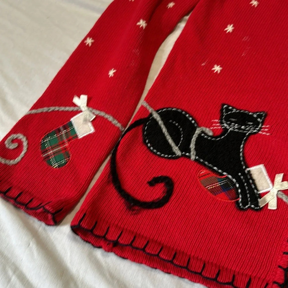 Coldwater Creek Vintage red Holiday Cat Cardigan Sweater Women’s Small - Picture 3 of 7